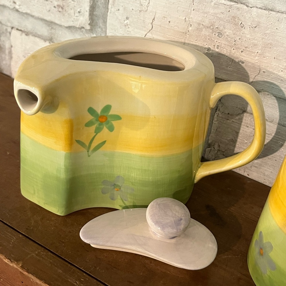 Vintage Herman Dodge And Sons Curved Teapot, Mug & Creamer Yellow Floral Design - Picture 6 of 8